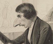 Portrait de Charles-Joseph Traviès (détail) par Benjamin Roubaud dans le Panthéon charivarique