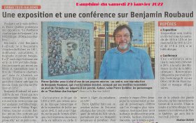 Article du journal Le Dauphiné à propos de l'exposition et de la conférence sur Benjamin Roubaud à la bibliothèque d'Ornacieux-Balbins