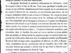 Benjamin Roubaud évoqué, peu après sa mort, dans le journal bi-hebdomadaire Le Mémorial d'Aix-en-Provence du 24 janvier 1847