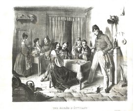 Lithographie du tableau "Une Soirée d'étudiants" de Benjamin Roubaud