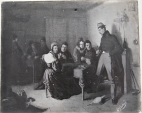 Photographie du tableau "intérieur d'étudiants à Paris" de Benjamin Roubaud