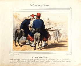 Planche 10 des Troupiers en Afrique (aquarelle) - Le retour d'une razzia