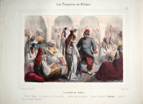 Planche 16 des Troupiers en Afrique (aquarelle) - La leçon de danse