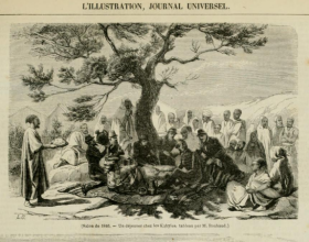 Un déjeuner chez les Kabyles, ou le couscous sous le grand arbre - de Benjamin Roubaud - dans la revue L'Illustration