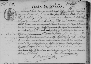 Acte de décès de Benjamain Roubaud - 16 janvier 1847 à Alger